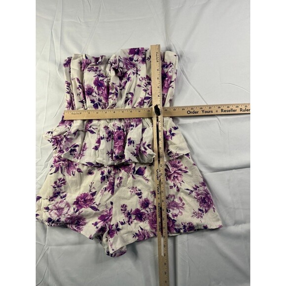 Do Be One Piece Womens Size Small Rompers Strapless Purple White Pleated NWT - Picture 4 of 7